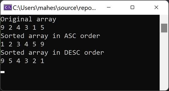 How To Sort Array In C